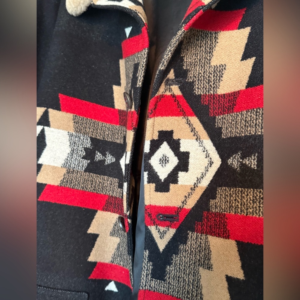 Men’s Pendleton Black/Red Aztec Patterned Wool Co… - image 3